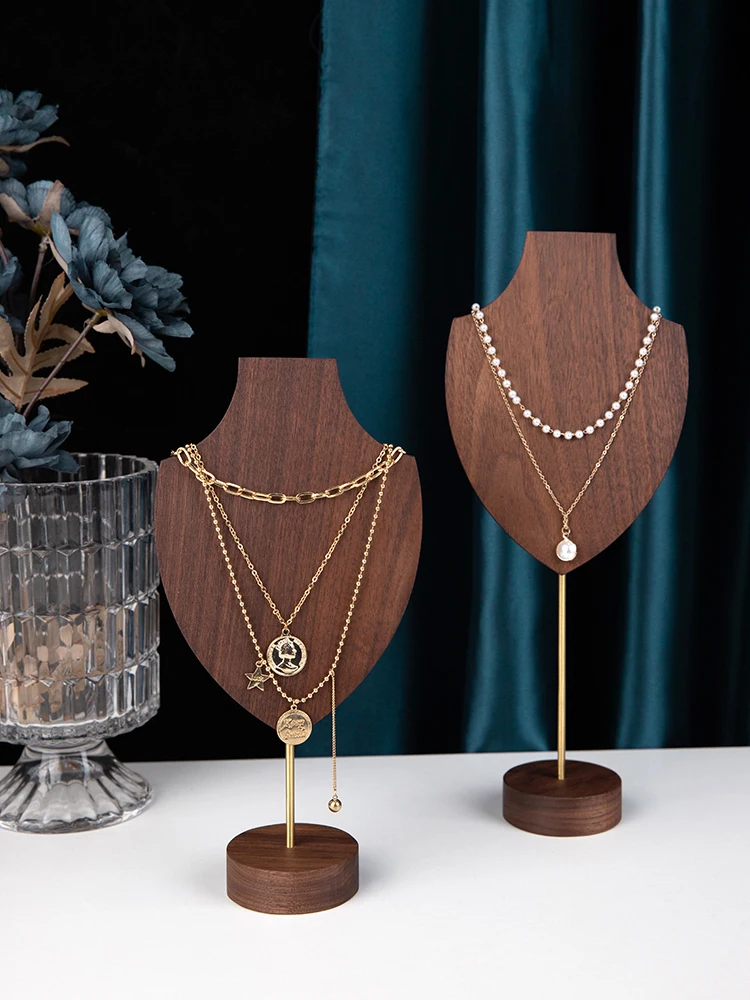 New Walnut Mannequin Necklace Display Holder Wooden Jewelry Pendant Display Stand Show Decorate Jewelry Display Organizer Hot