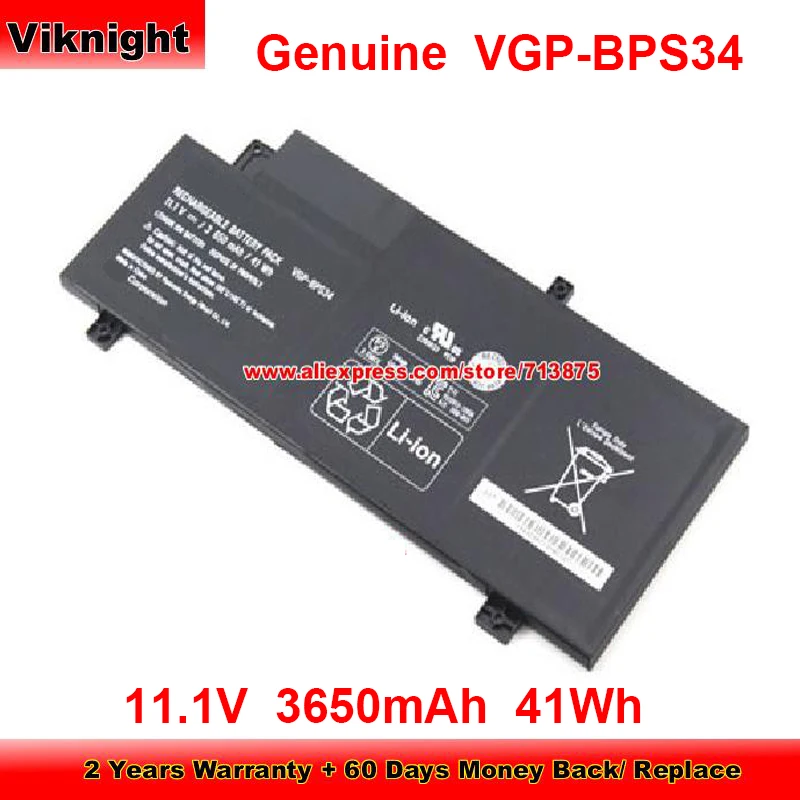 

Подлинный аккумулятор VGP-BPS34 SVF15A1C5E для Sony F15A16 F15A16SC SFV15A1M2ES SV-F14A1M2E/S SVF1421BYCB VF15CD 11,1 V 3650mAh 41Wh