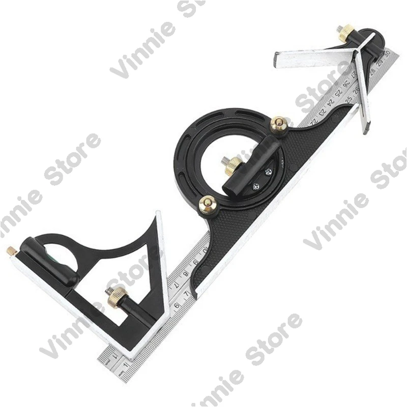 

Измерительный инструмент: комбинированный угломер 300 мм из нержавеющей стали, угломер для деревообработки с функцией 180-градусного измерения и уровнемером.