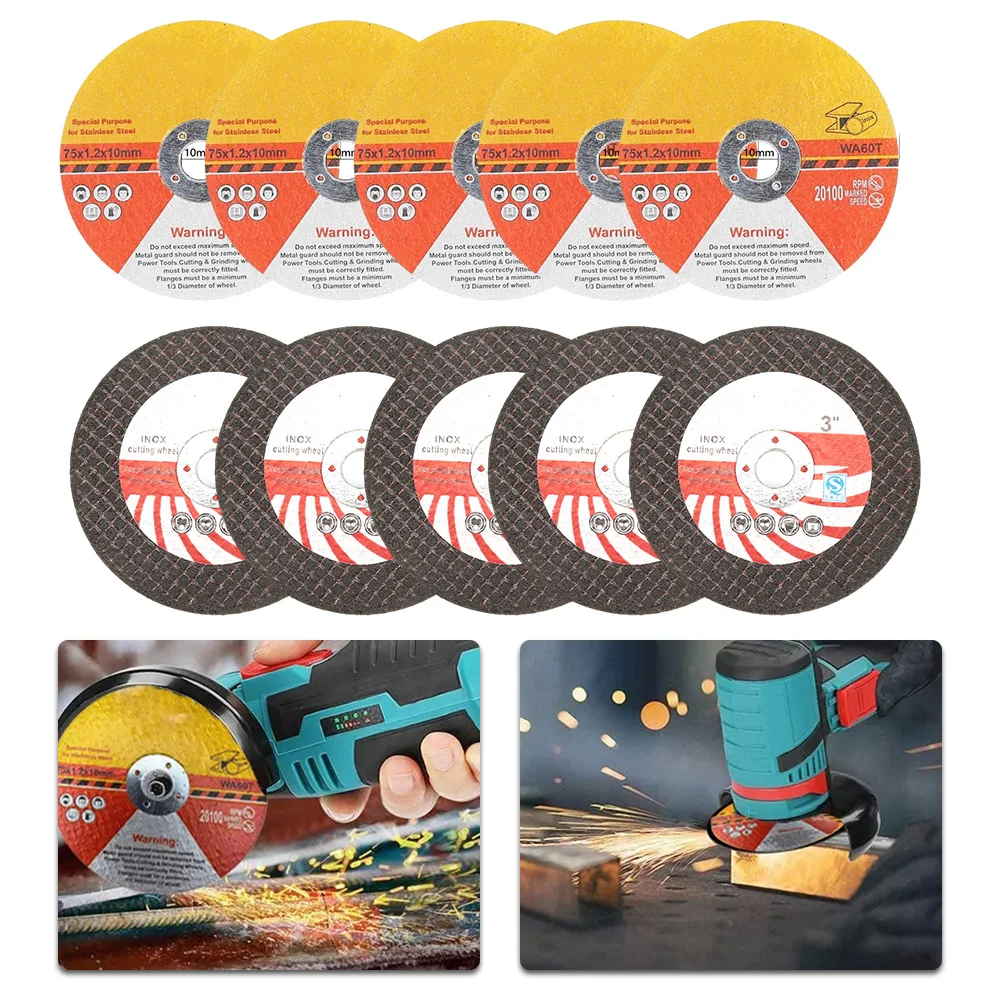10pcs 75mm Circular Cutting Disc Resin Saw Blade Grinding Wheel Cutting Disc For Angle Grinder Cutting Power Tools Accessories