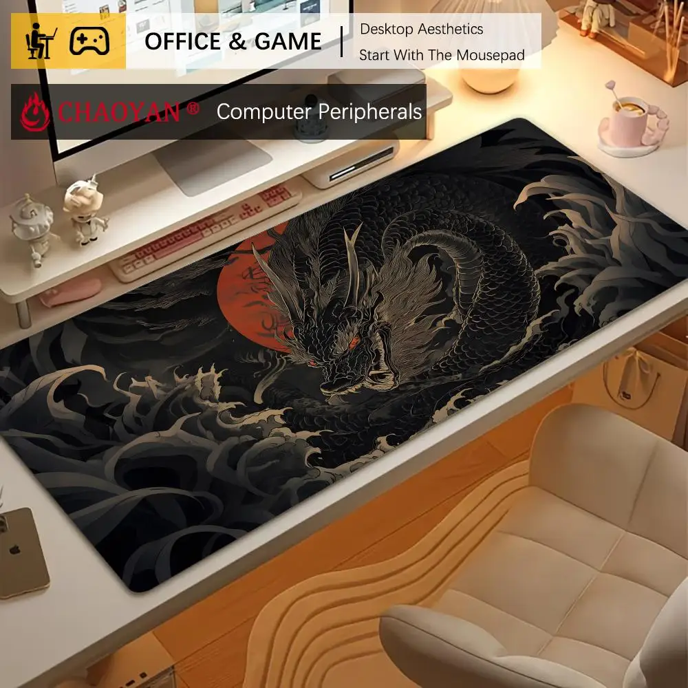 

Ink Wash Divine Dragon Pattern Mouse Pad Desk Mat Non-Slip Durable office mouse mat gaming mats with Stitched Edge HD printing