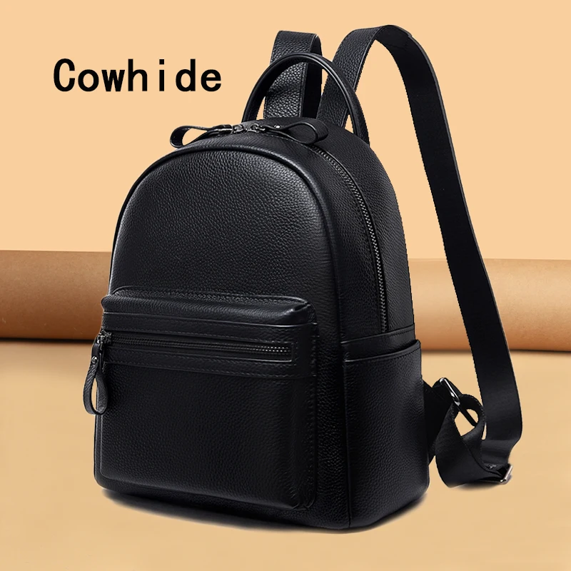 2023 Cowhide Backpack High-Capacity Ladies Women\'s  School Travel Bag Fashion For Girls Shoulder Bags Chest Pack