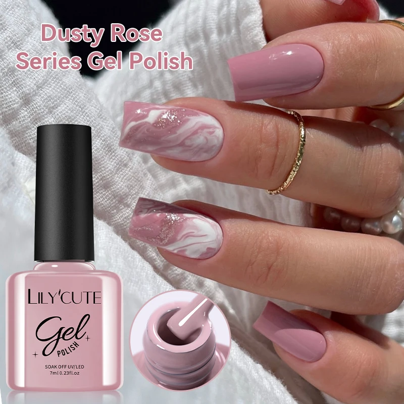 

LILYCUTE 7ml Nude Pink Red Color Gel Nail Polish Autumn Winter Warm Color Semi Permanent Soak Off UV Varnish Nail Supplies