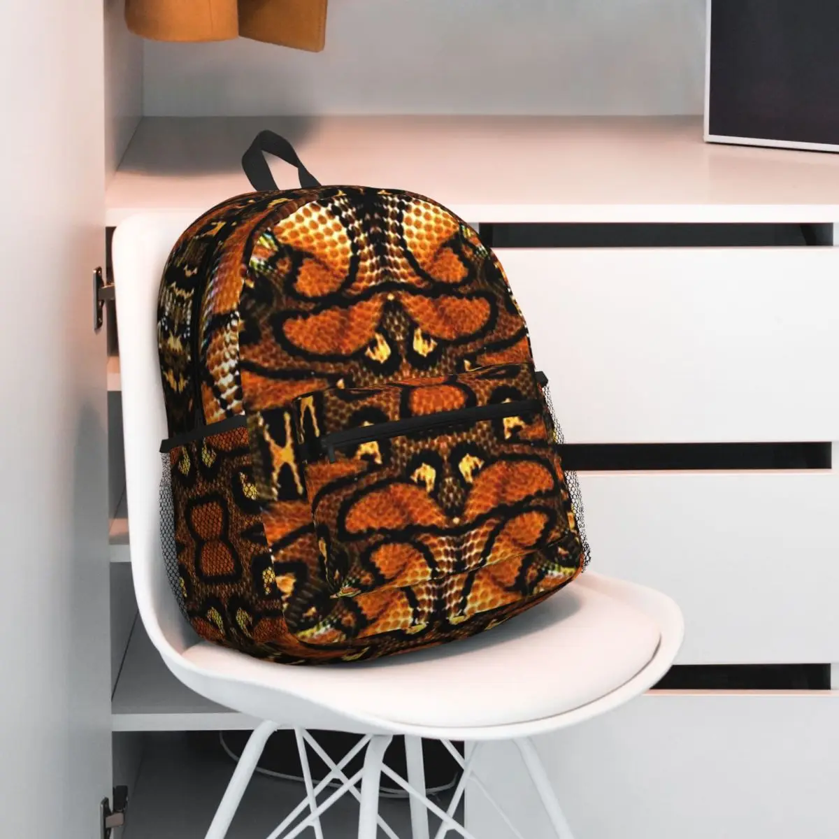 Rainbow Boa Snakes Pattern Backpack Daypack Large Capacity Children BookBag School Bag Shoulder Bags for Men Women