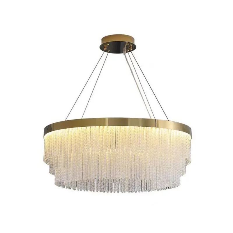 

Hong Kong-style postmodern light luxury chandelier simple crystal living room atmosphere home round bedroom restaurant