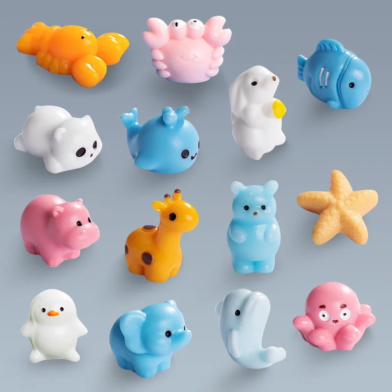 10Pcs Octopus Crab Lobster Dolphin Giraffe Bear Hippo Fish Penguin Rabbit Figurine Miniature Fairy Garden Decoration Accessories