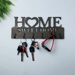 Key Holder Wall Mount, Black Metal Key Hanger Wall Decorative Key Rack Home Sweets Sign Key Hooks for Entryway Doorway Hallway