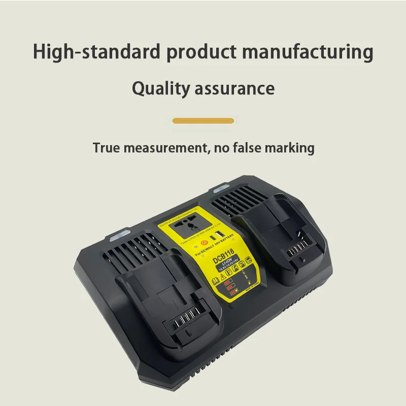 Victpower 1pcs For Dewalt 120W Dual Port Rapid Charger for 14V-18V DCB118 Dual Charging 6A with Inverter Charger and Type-C USB