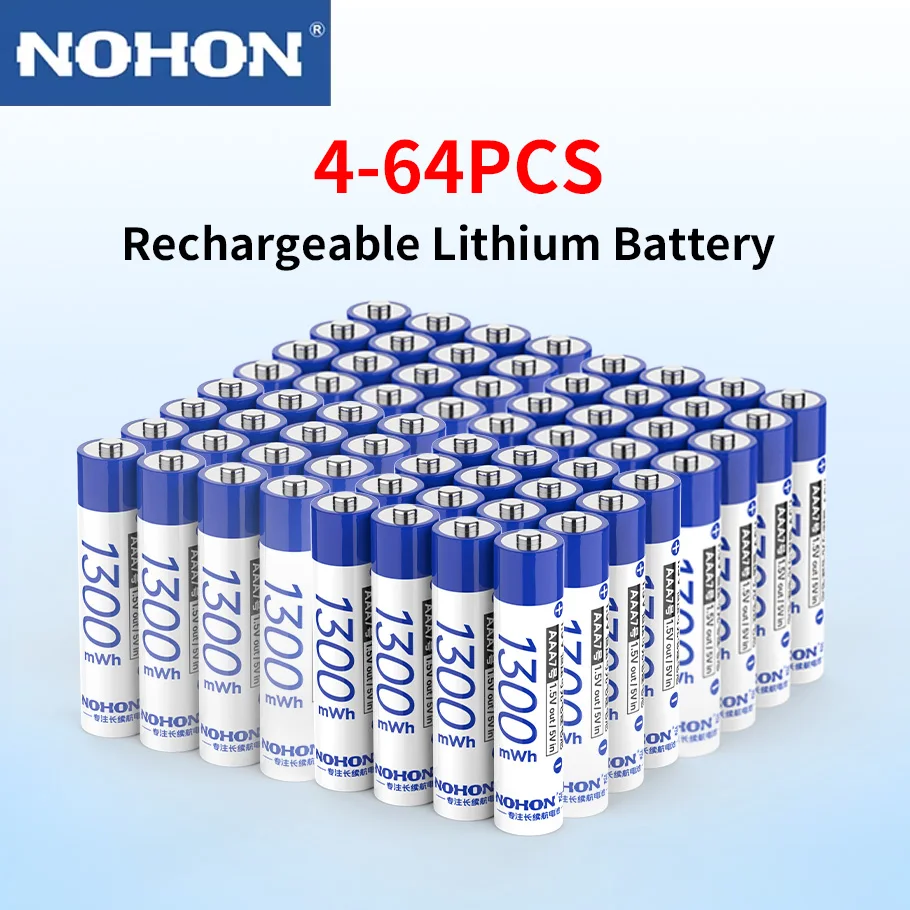 Nohon Upgraded AA Rechargeable Battery Original AAA Lithium Batteries AA/AAA Li-ion Rechargeable Battery for Outdoor Home Office