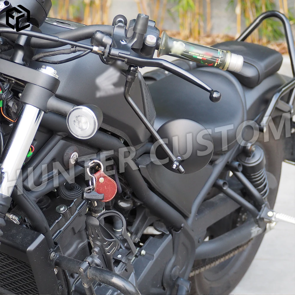 ل CL500 دراجة نارية مكافحة وهج مرآة الرؤية الخلفية مرآة جانبية مرآة مستديرة مرآة الرجعية لهوندا المتمردين 500 1100 300 250 #2