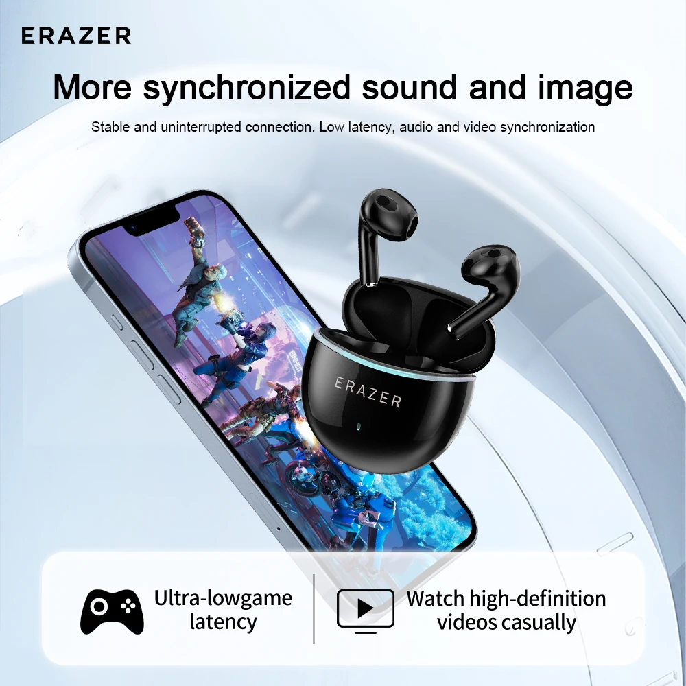 ERAZER-HT68 Беспроводные полувкладыши Bluetooth 5,4 Быстрое подключение Интеллектуальные наушники с шумоподавлением Удобно носить