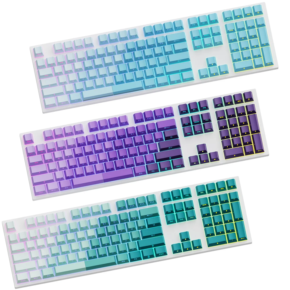 PBT Keycaps Gradient 121 Keys Original Factory Profile Side Print Double Shot Side Print Backlight Shining For Cherry Keyboard