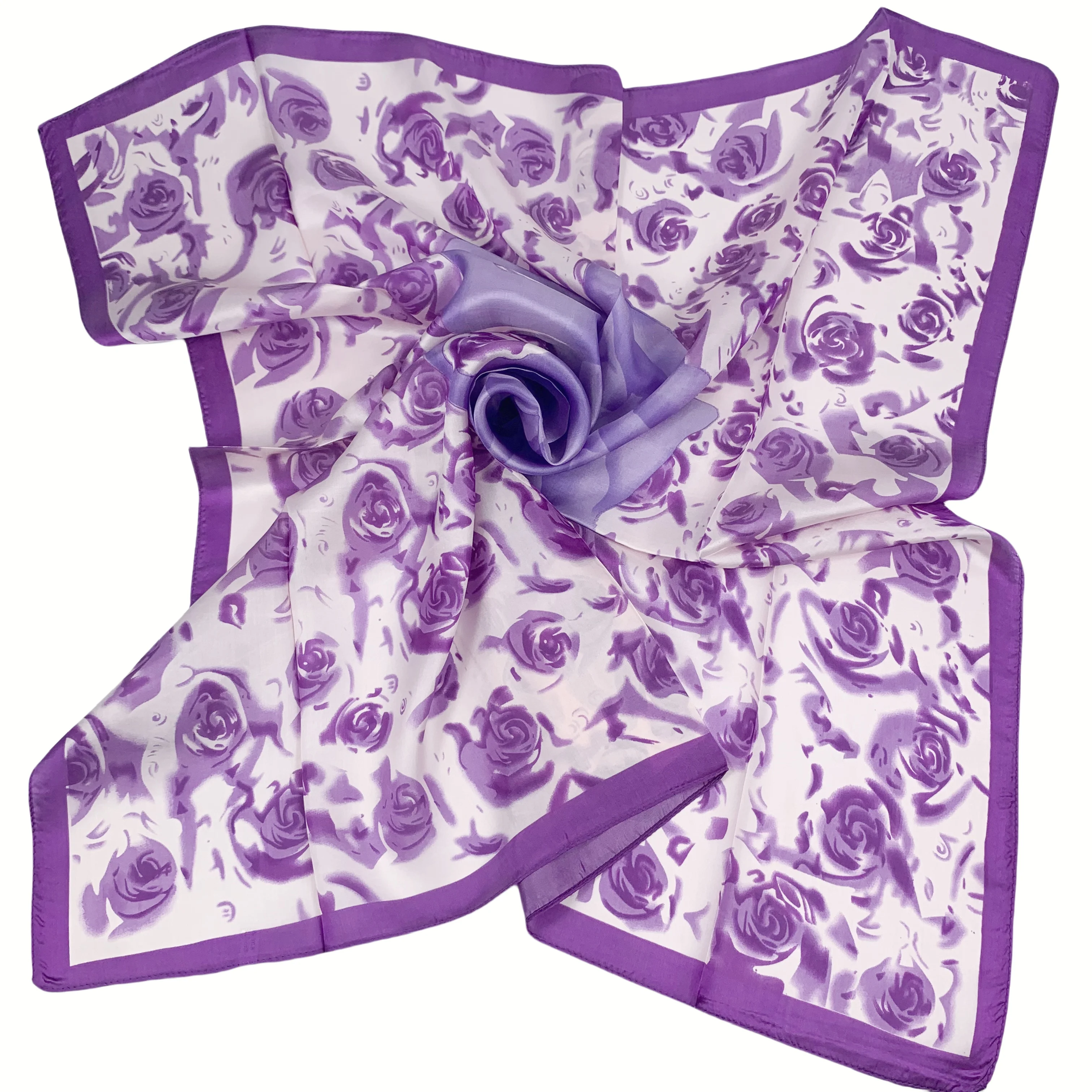 wholesale 100% pure silk scarves scarf mulberry silk  design scarf  Luxury Brand rose beige and purple