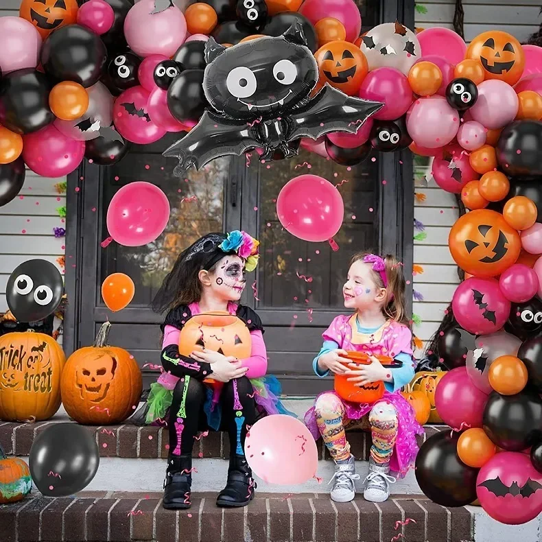 Halloween Balloon Garland Arch Kit Black Bat Pumpkin Latex Foil Balloons  Ghost Festival Boo Party Supplies Prop DIY Decoration