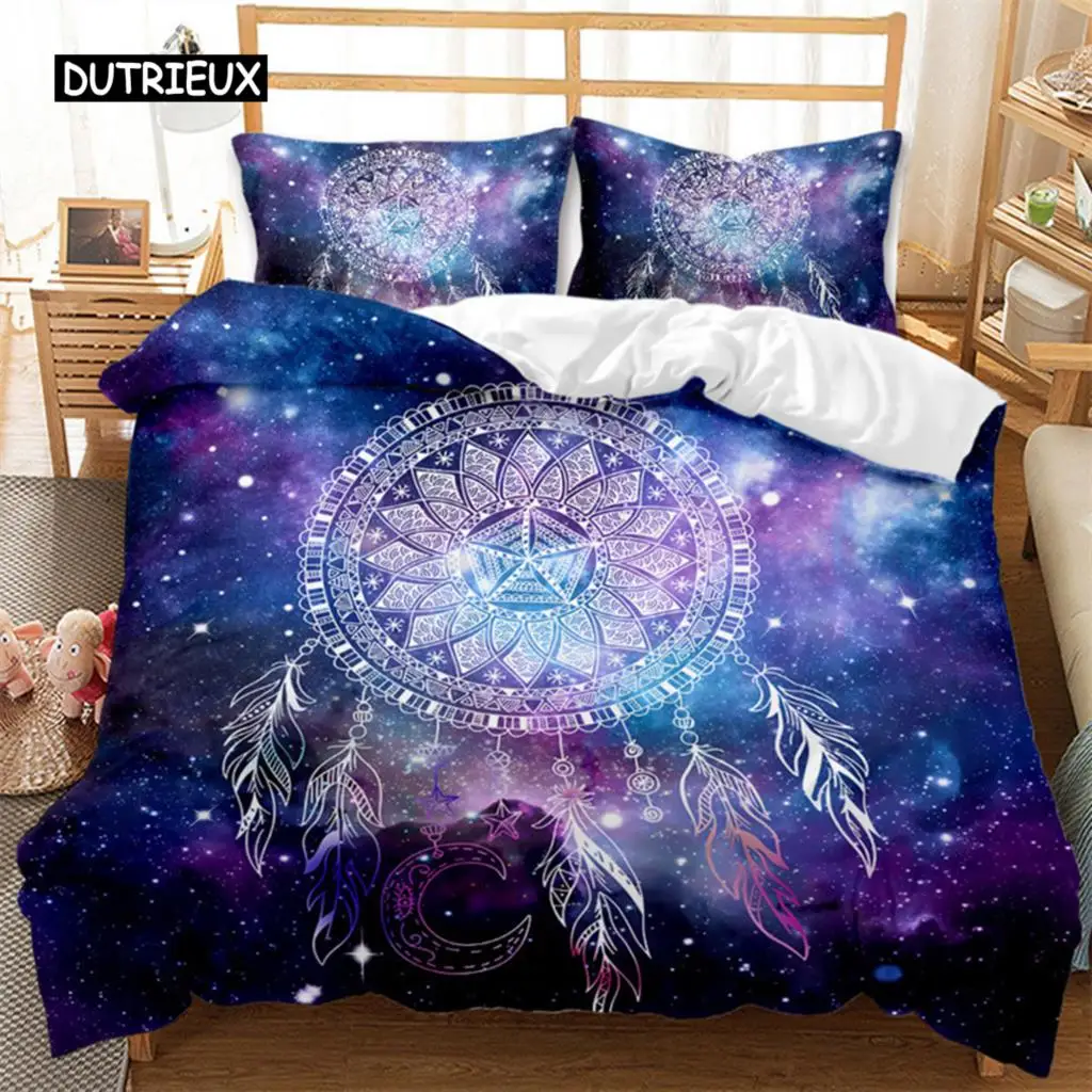 

Dreamcatcher Duvet Cover Bohemia Mandala Floral Feather Bedding Set King Single For Kids Adult Microfiber Starry Sky Quilt Cover