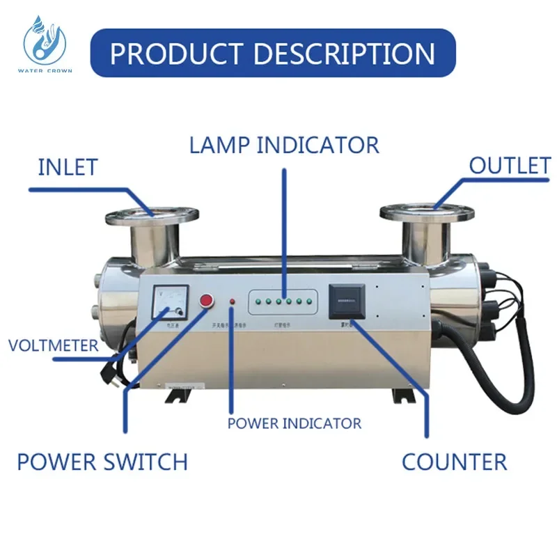 

New Factory Wholesale Outdoor Swimming Pool Disinfection Equipment Hot Sale Stainless Steel Low Pressure UV Sterilizer