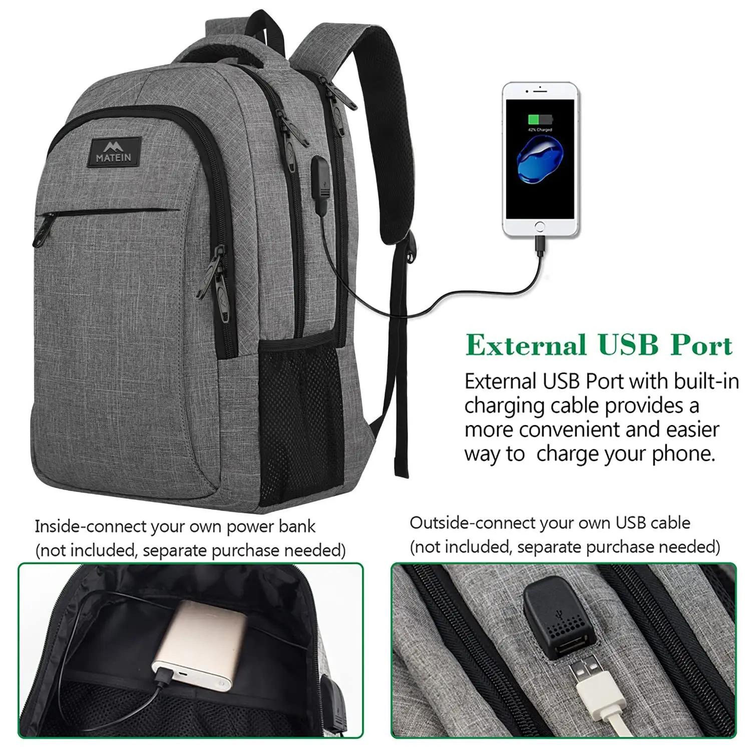 Suitable for 18 inch laptop backpack, business anti-theft, large capacity, multifunctional travel backpack with USB port