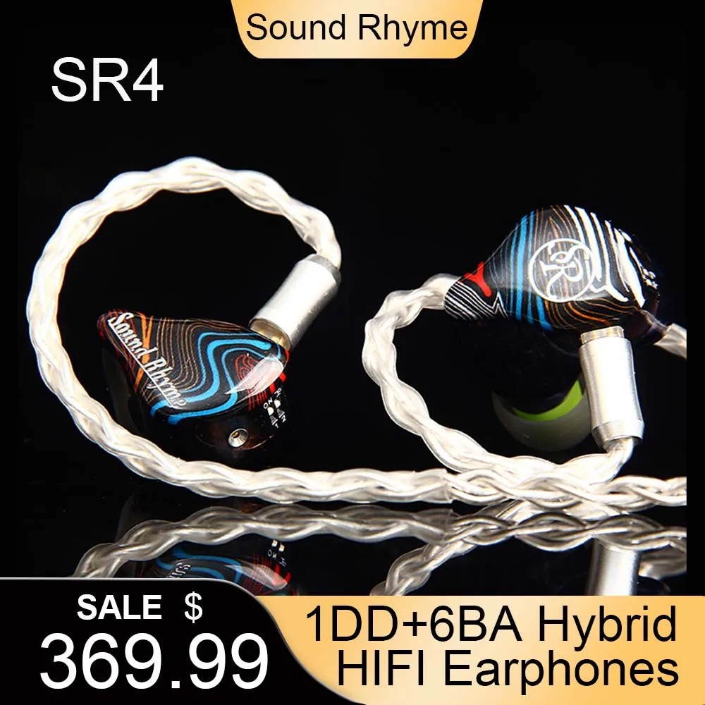 Sound Rhyme SR7 HIFI In-Ear Earphones 1DD+6BA Hybrid Music Stereo Bass 4-Level Tuning Switches Professionally IEMs Headphone