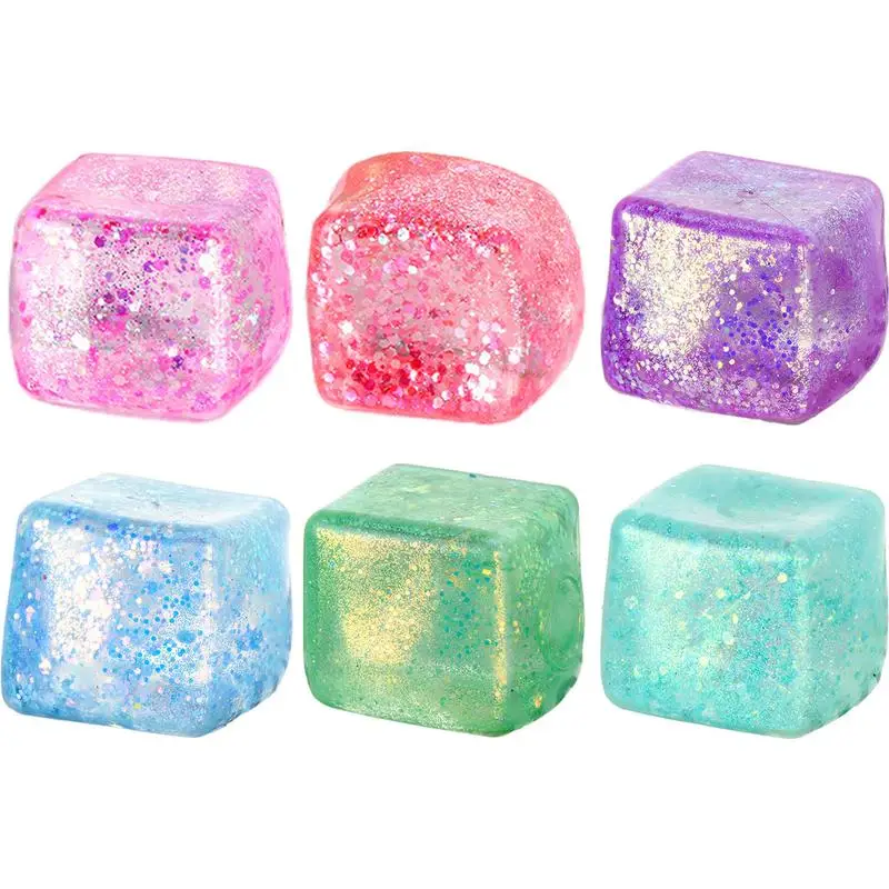 Cubo de juguete antiestrés para apretar, cubitos de hielo pequeños simulados, antiestrés, rebote lento, luz Polar, juguete de descompresión colorido para apretar