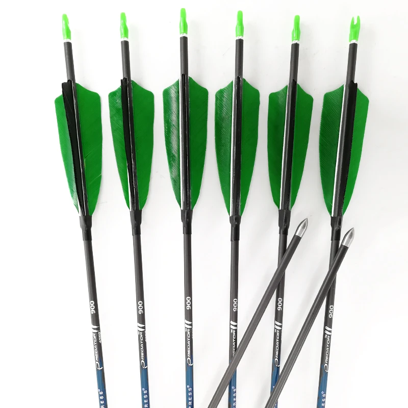 Pure Carbon Arrow Shafts, Archery Spine, Recurve Bow, Longbow Hunting, Shooting, 500, 600, 700, 800, 900, 1000, ID4.2mm, 6 Pcs