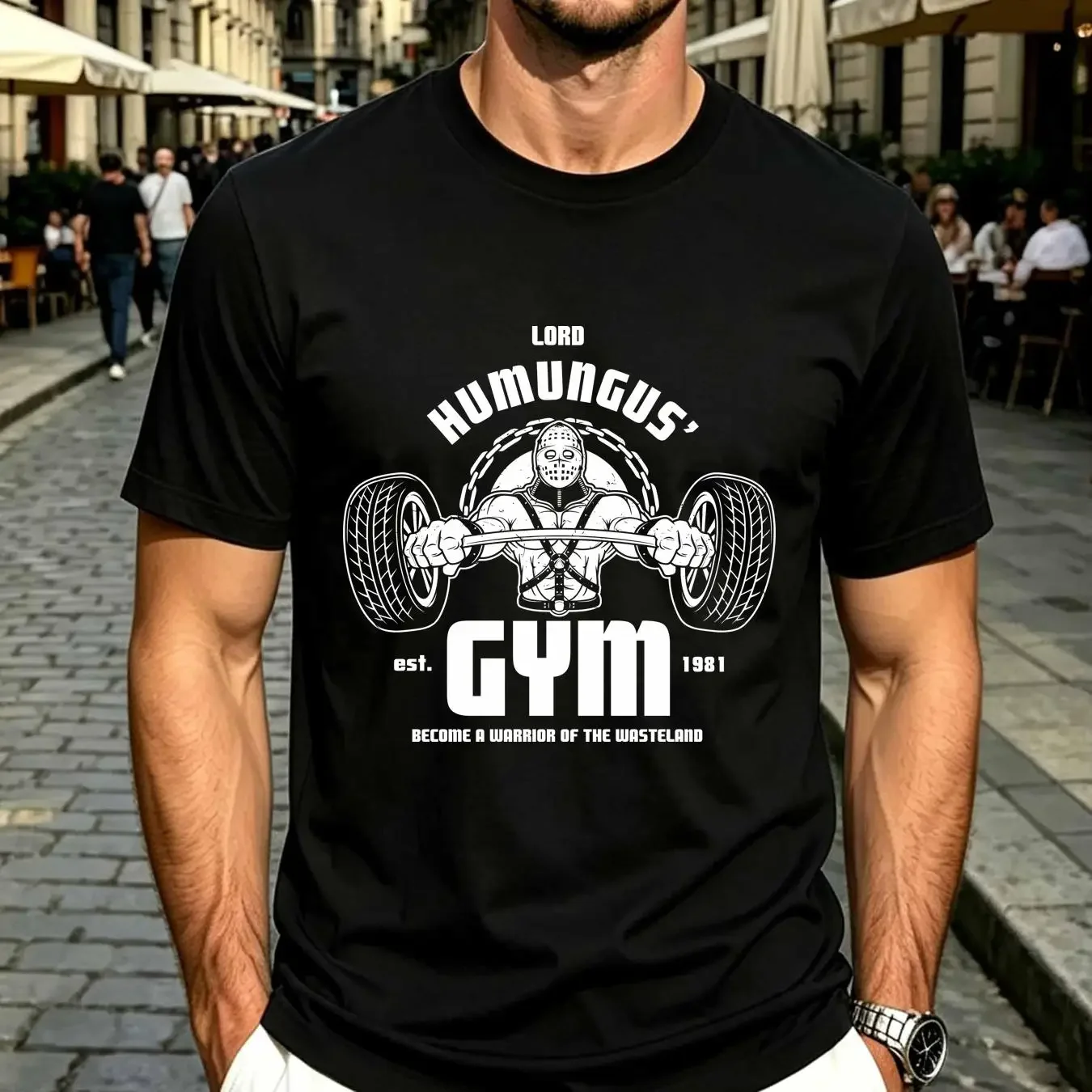washed T Shirt LORD HUMUNGUS GYM Mad Fury 1981 Main Fitness Muscle Force Patrol Road vintage Washed Breathable designer clothes