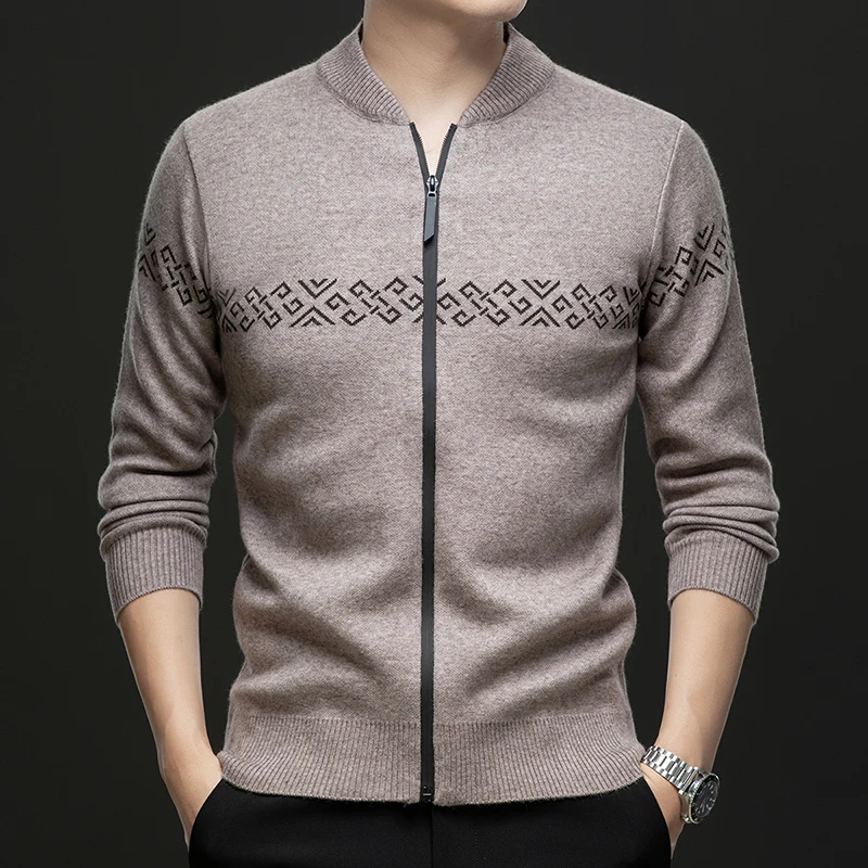 

Men's Knitted Sweater Cardigan Thick Basic Autumn and Winter Vintage Jacquard Warm Long Sleeve Vacation Jacket Men's