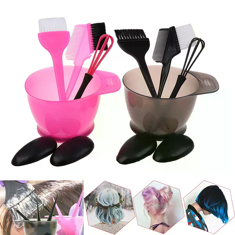 5Pcs Hair Dyeing Kit Hair Coloring Tools Set Home Salon Use Durable Smooth Surface Tinting Perm Bowl Comb Brush Hair Tint Kits