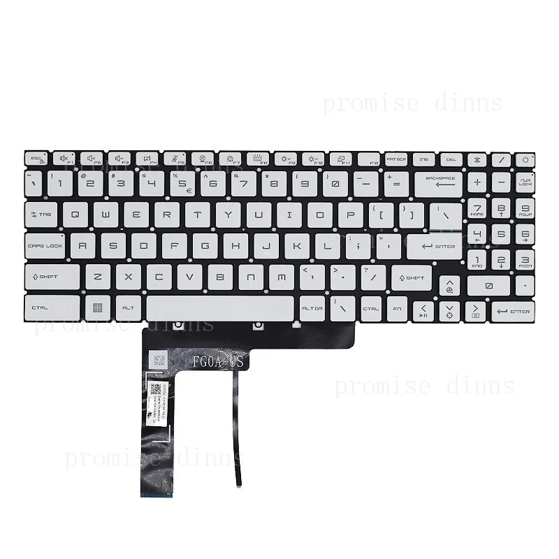 

M US Keyboard for MSI GF66 MS-1582 GF76 GL76 66 MS-17L1 MS-17H3 Backlit white