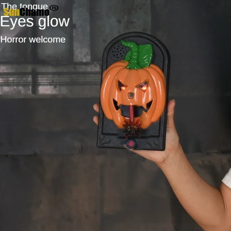 New Halloween Horror Modeling Ghost Eye Doorbell Luminous Ghost House Secret Room Trickery Scary Toy Pendant