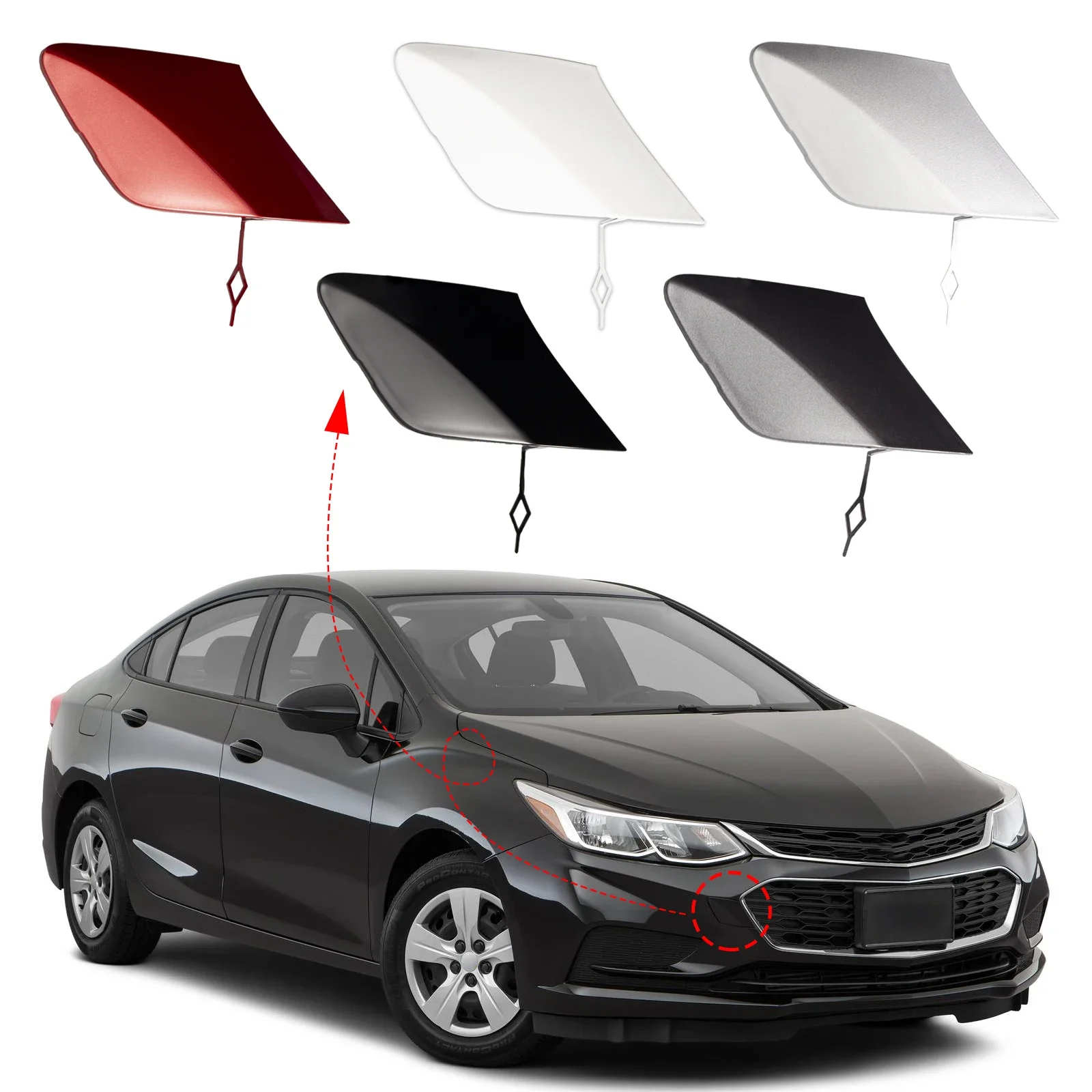 

Front Bumper Tow Hook Cover Cap Towing Eye For Chevrolet Cruze Accessories 2016 2017 2018 LLS LT Premier without RS Pkg 84051802