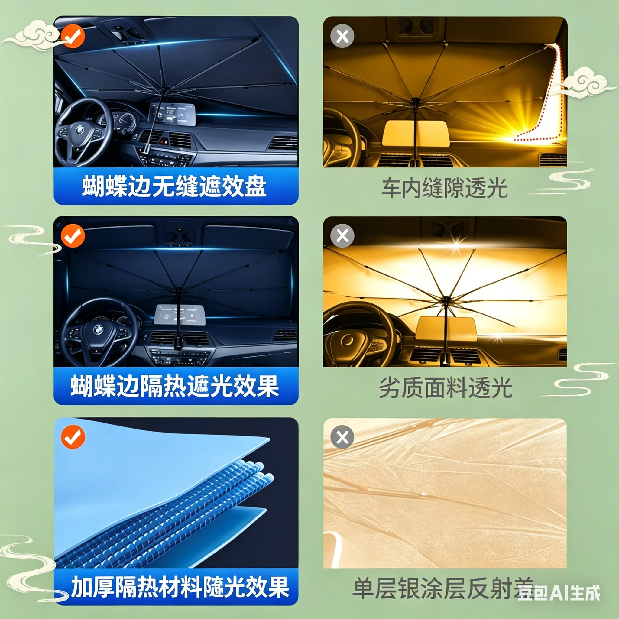 Car Sunshade Windshield Umbrella Front Sun Shade Parasol Foldable Summer Protection Car Seat Heat Insulation Car Accessories