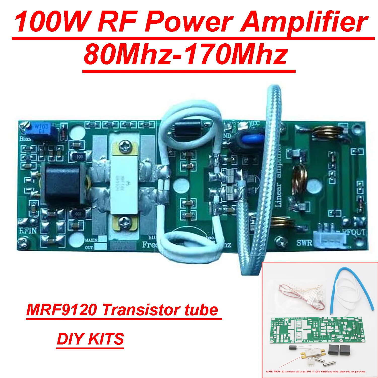 

100W FM VHF RF Power Amplifier Board 80-170Mhz DIY MRF9120 Transistor f/ radio broadcast Walkie talkie transmitter communication