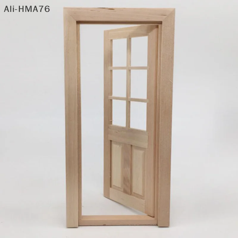 HMA76-1/12 Dollhouse Miniature Wood Door Unpainted DIY Accessories Model Toys