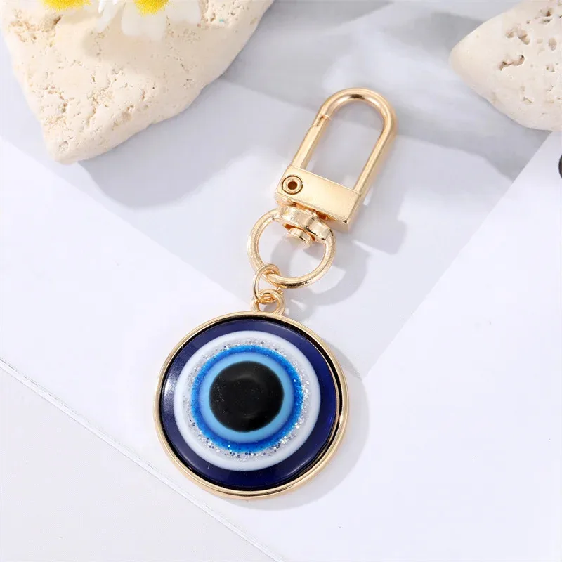 Turkish Blue Eye Pendant Keychain Keyring For Men Women Couple Freind Gift Evil Eye Bag Car Phone Accessories Wholesale Jewelry