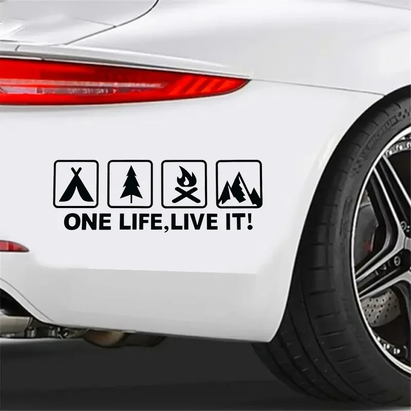 

30x10.5cm - One Life Live It Camping Outdoor Enthusiast Car Stickers for Wild Survival Vehicles, Suitable for Car Windows