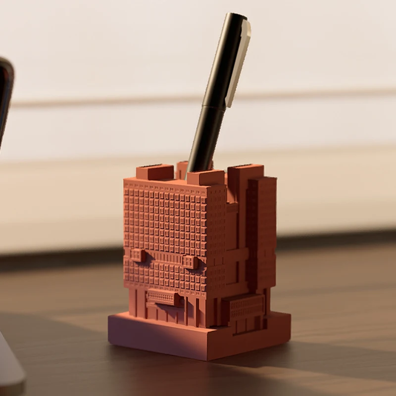 Soviet Palace cement micro-architecture pen holder personality creative desktop storage miniature building industrial style