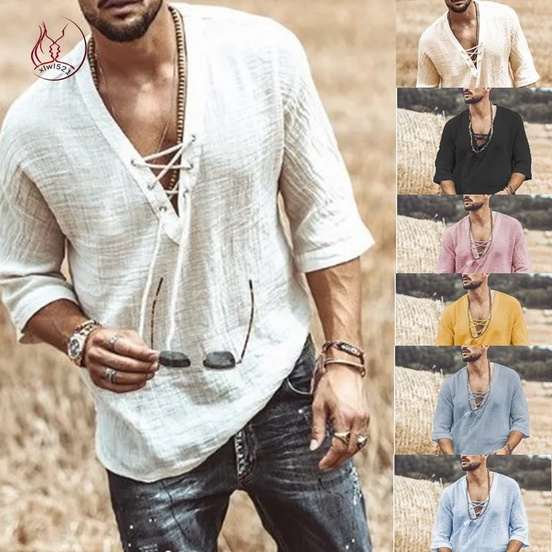 

Men's Mid-Sve irt ort Sve T-irt Five-Quarter Sve M irt Loose Fit Youthful Sle All Seasons Color