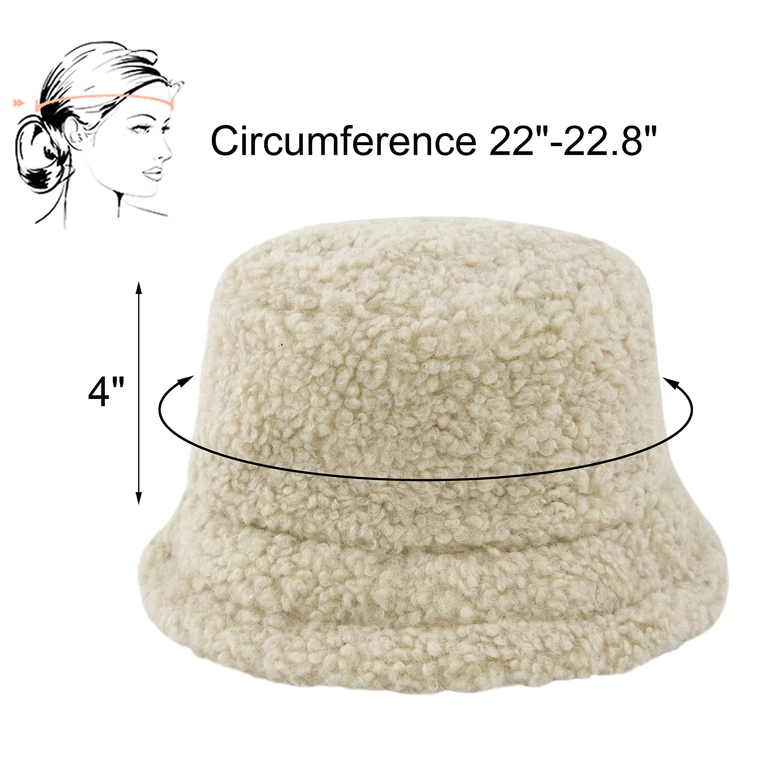 Winter Lamb Wool Bucket Hat Warm Hats for Women Lady Thicken Flat Top Cap for Men Panama Outdoor Fisherman Hat Caps Christmas