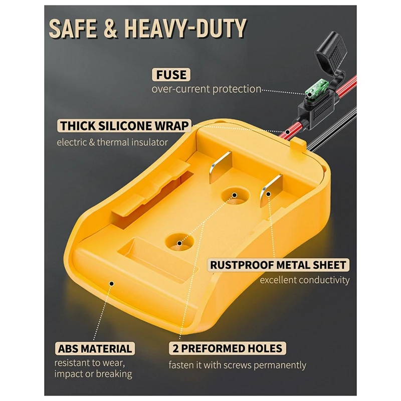 Power Wheel Adapter For Dewalt 20 V Lithium Battery, Peg-Perego Dewalt Battery Adapter With Wire Harness Connector