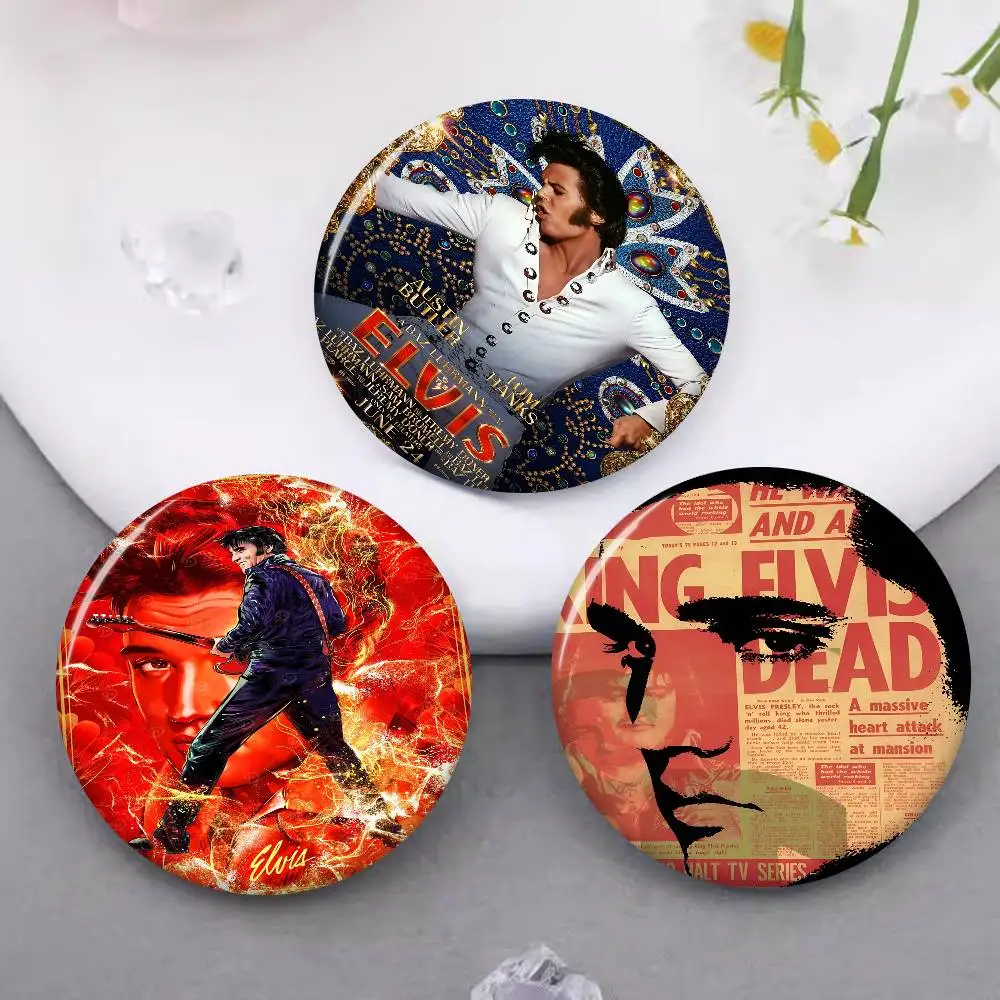 E-Elvis P-Presley Pin de botón suave icono impreso brillante regalo para amigos insignia Collar broche solapa Pin Metal