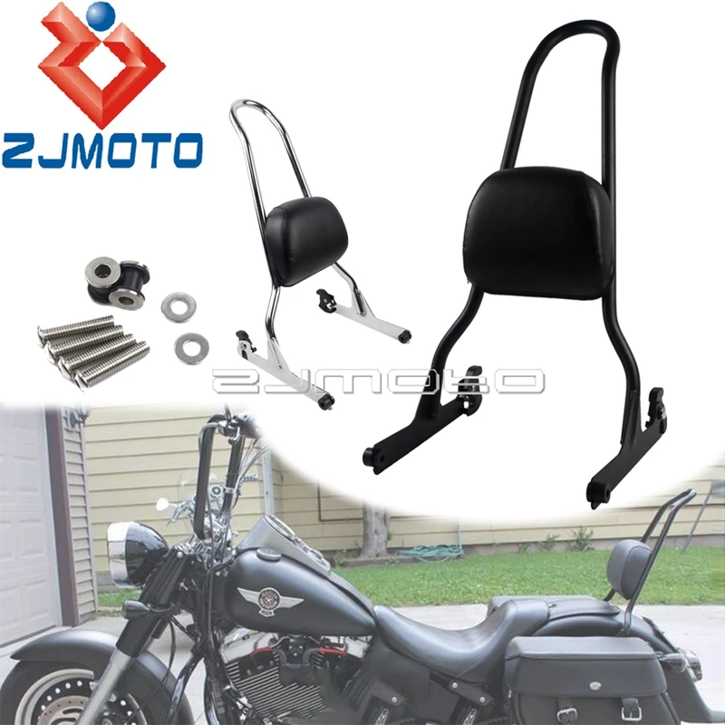 

1 Set Motorcycle Rear Sissy Bar Backrest Kit w/ Passenger Pad For Harley Softail Custom Springer FXST FXSTC FXSTB FLSTF 2006-up