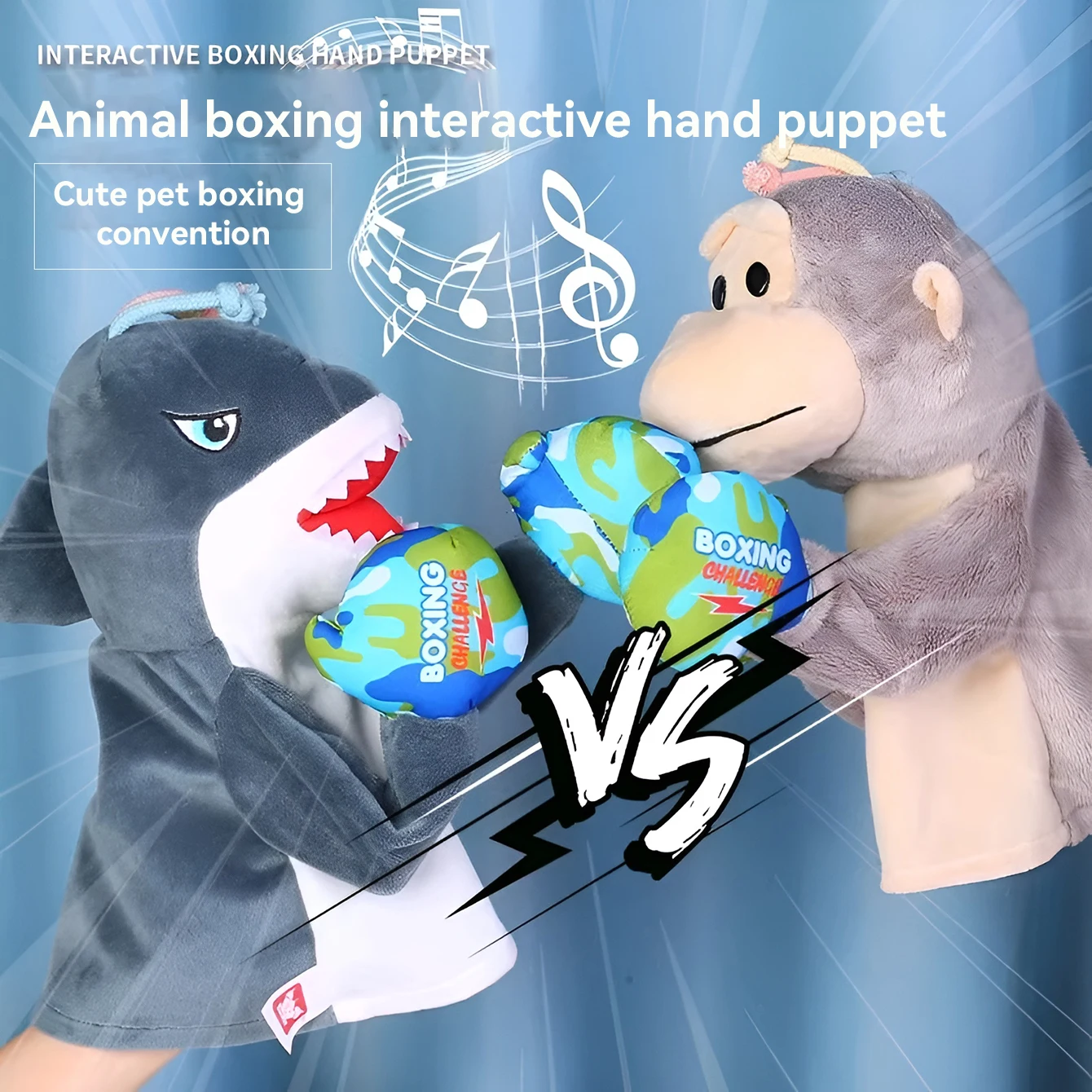 Two-person Interactive Hand Puppet That Fights A Shark, An Orangutan