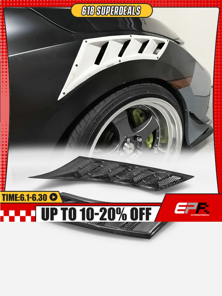 Car-styling For Honda Civic Type R FK8 FK7 EPA Style Carbon Fiber Glass Front Fender Vent Trim For FK7 FK8 FRP Air Intake Duct