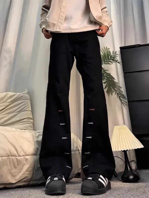 

American High Street Embroidered Jeans Men's Spring High Waist Straight Leg Pants Casual Comfortable Non-Stretch Fabric