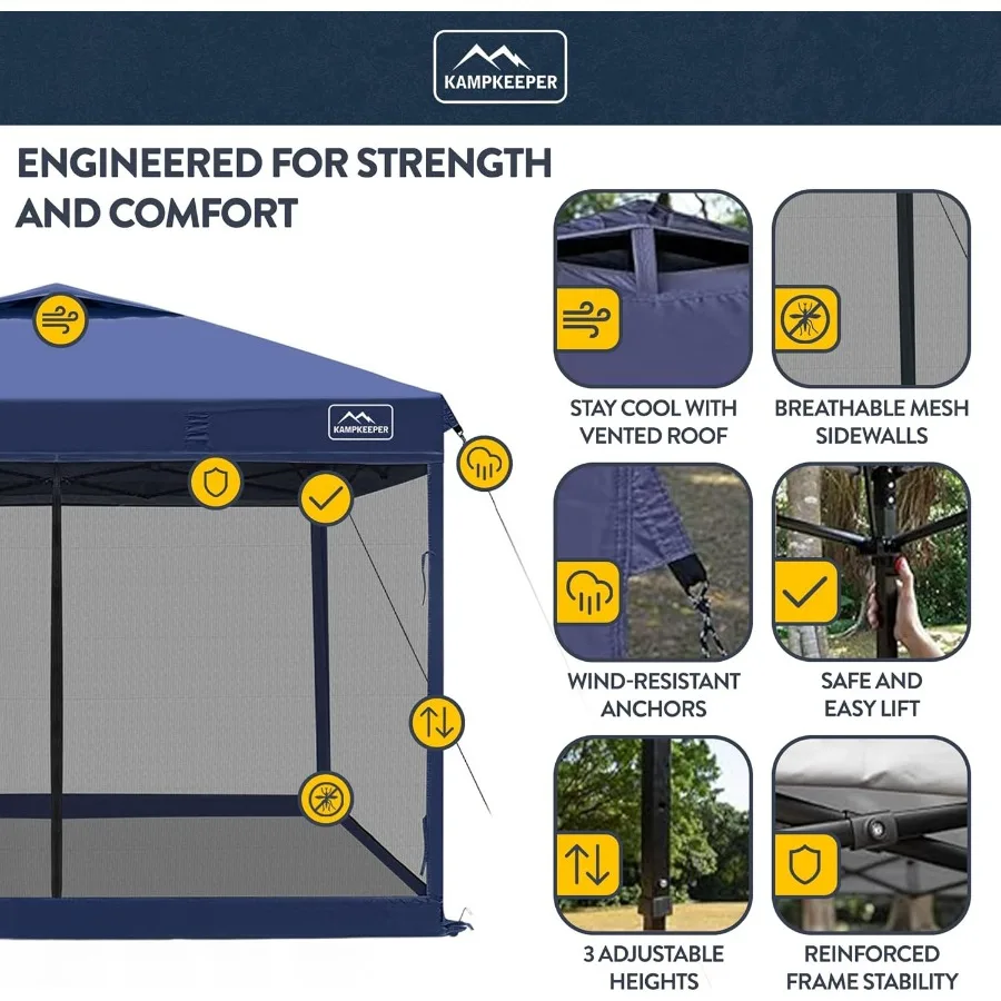 Tenda a baldacchino pop-up 10x10 con zanzariera - Riparo per schermo impermeabile per parasole, campeggio, spiaggia e eventi all'aperto in Na