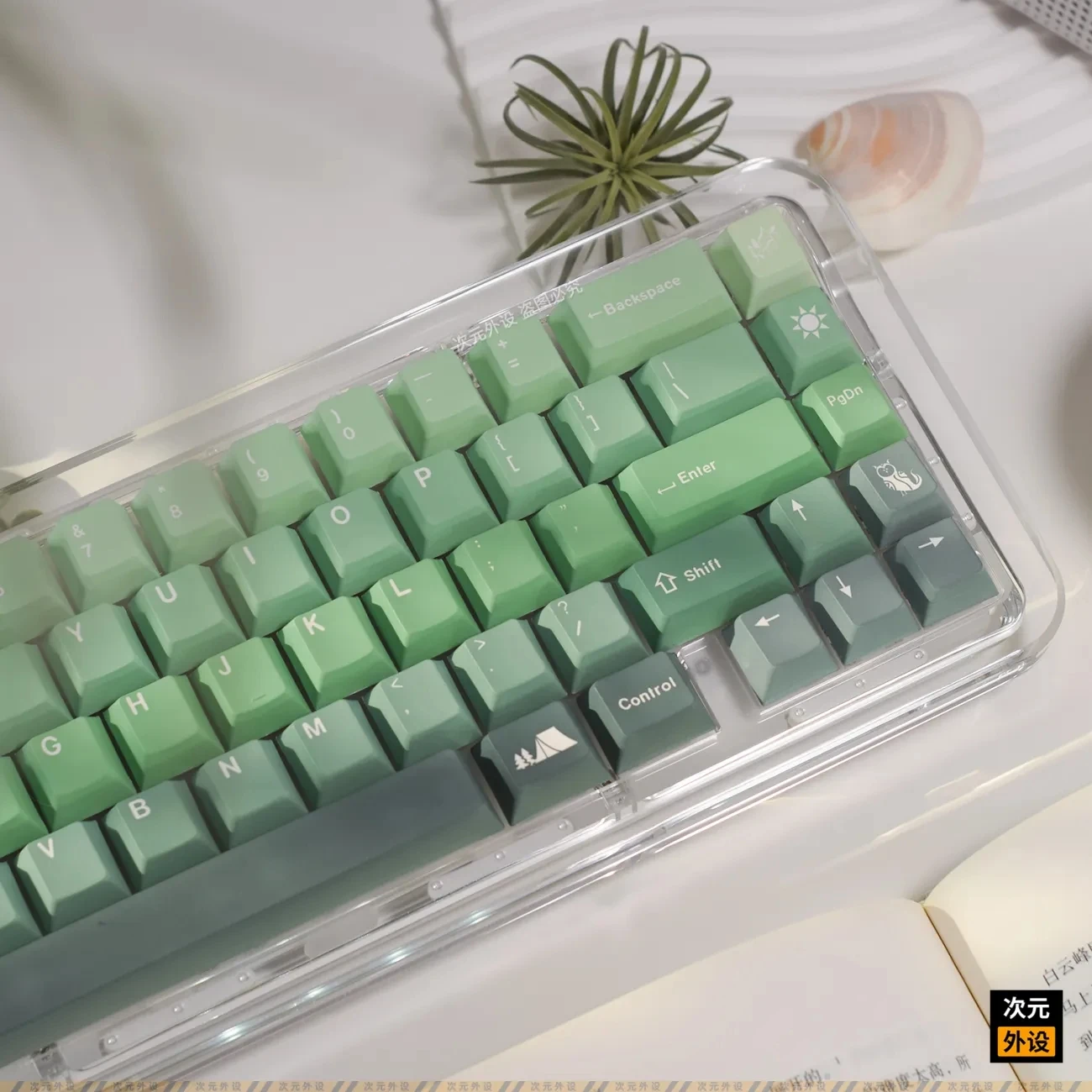 138 Tasten pbt Tasten kappen Farbverlauf grün Doppels chuss für mechanische Gamer-Tastatur für gk61 anne pro 2 gateron Schalter Kirsch profil