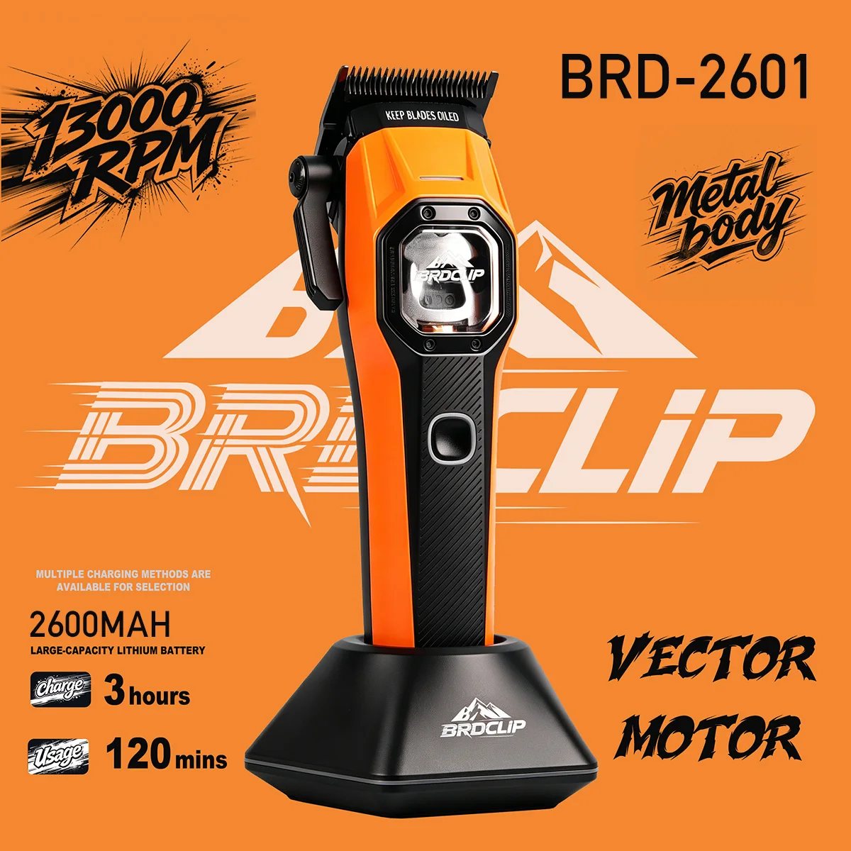 

Профессиональная машинка для стрижки волос BRDCLIP BRD-2601, 7800-13000 об/мин, векторный двигатель, металлический корпус, корпус из АБС-пластика, светодиодный индикатор, для мужской стрижки.