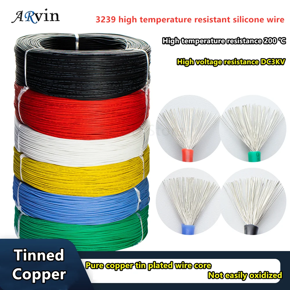 10m 3239 silicone wire 20 22 24 26 28 30AWG lithium battery model aircraft new energy high temperature resistant silicone wire