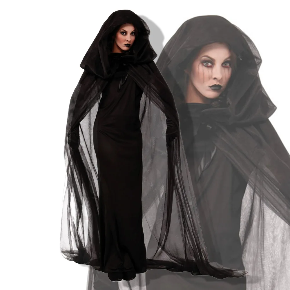 

Cloak Witch Costume Stage Costume Halloween Black Devil Witch Night Ghost Game Uniform