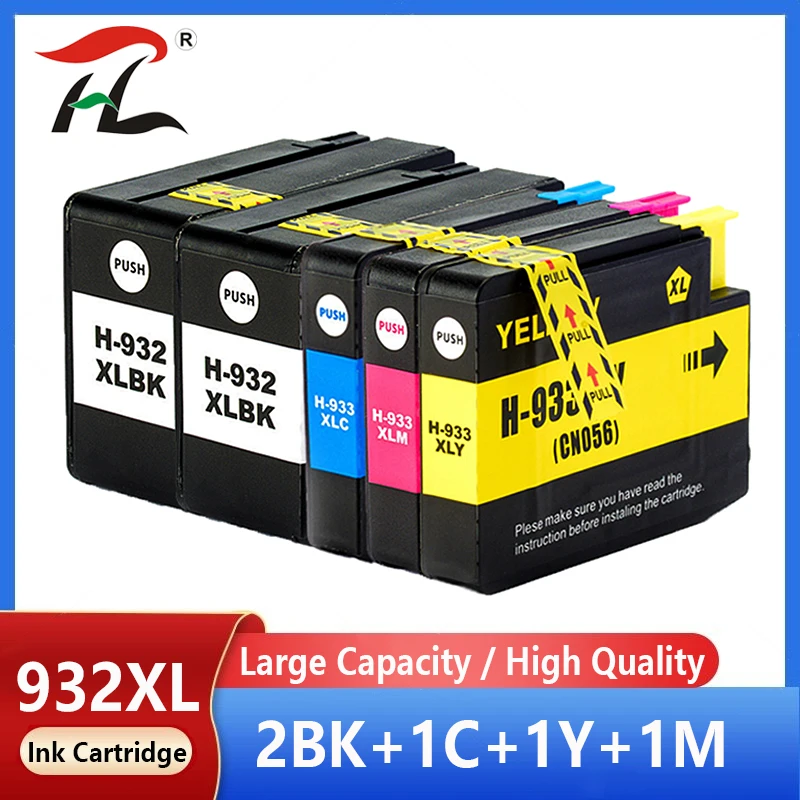 

5 PCS Compatible For HP 932 933 932XL 933XL Ink Cartridge For HP Officejet 7110 6100 6600 7510 7512 7612 7610 7612 Printer